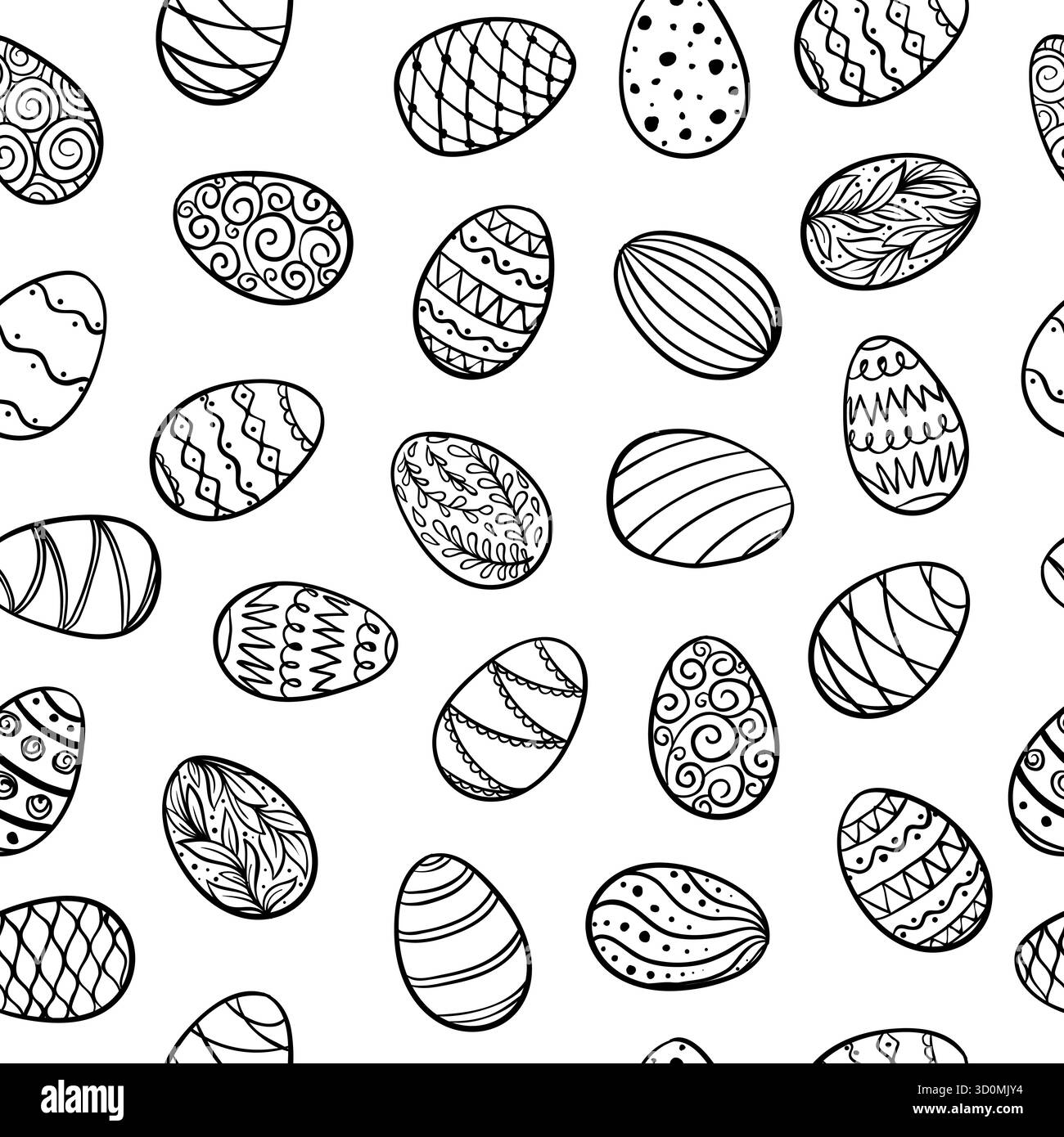 Beau modèle sans couture d'oeufs de pâques doodle esquisse isolée. Concevoir des cartes de vœux de fond et des invitations à la Pâques Illustration de Vecteur