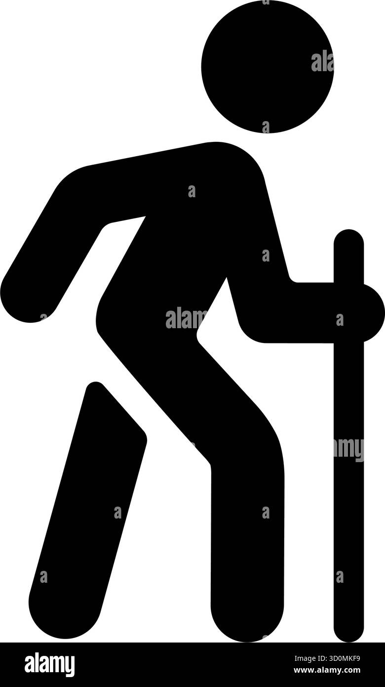 Icône de vecteur de silhouette illustration d'une personne utilisant une canne Illustration de Vecteur