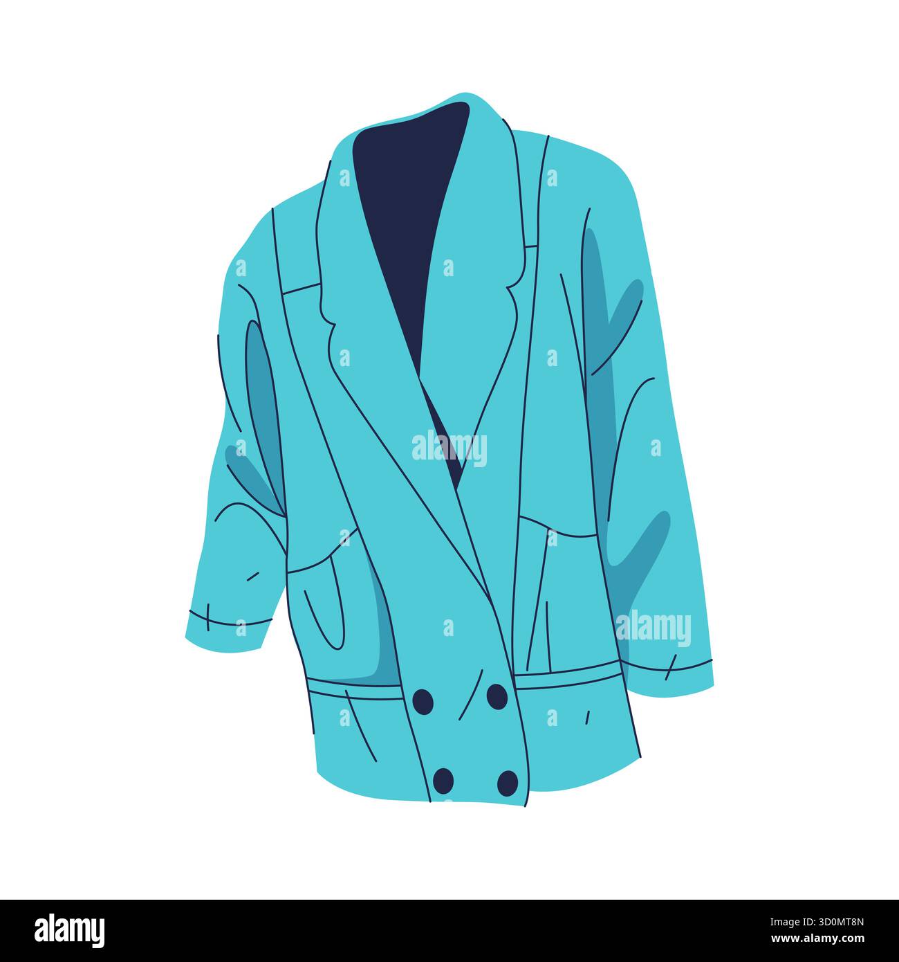 Veste pour femme ou vêtements d'extérieur pour femme. Icône vectorielle de vêtements pour diverses saisons. Tissu tendance et polyvalent avec manches pour une tenue urbaine décontractée ou classique. Vêtements féminins pour dame ou fille, femme. Illustration de Vecteur