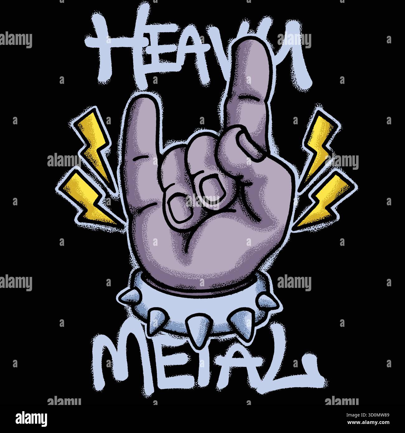 Main en métal lourd pour l'illustration streetwear Illustration de Vecteur