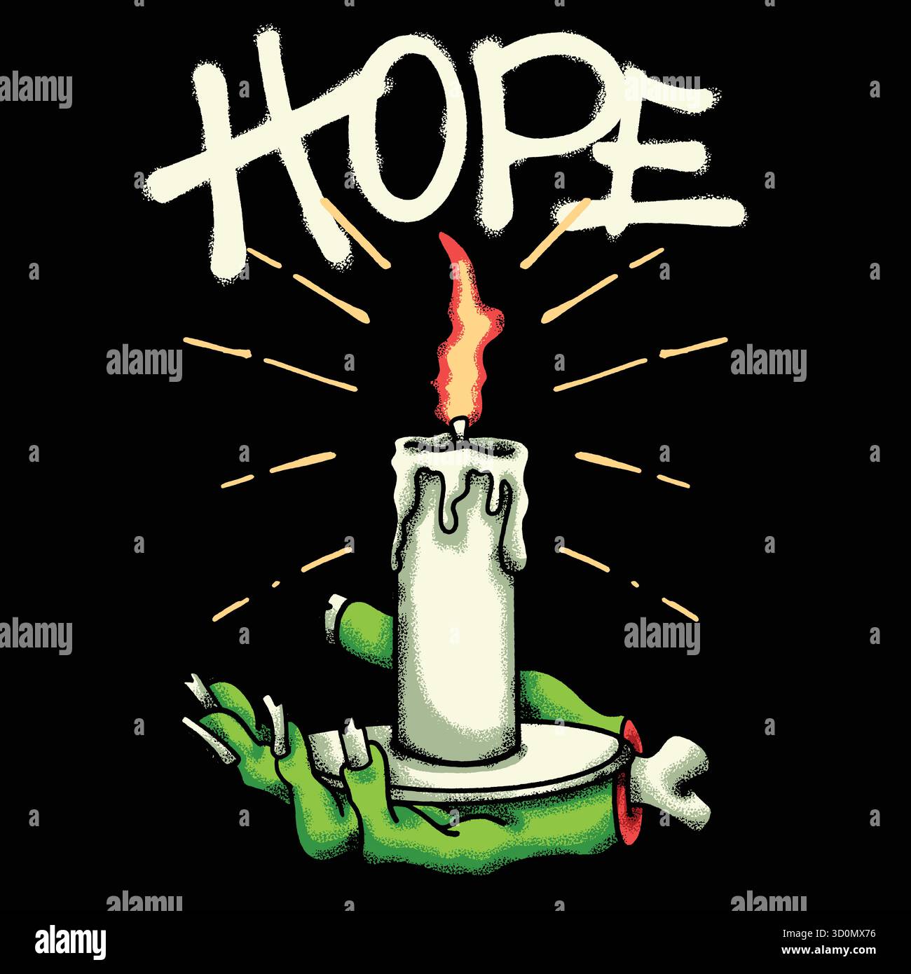 Zombie main tenant bougie Urban Streetwear Art Illustration de Vecteur