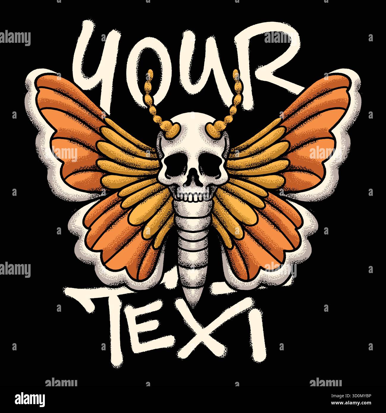 Crâne et papillon pour l'illustration streetwear Illustration de Vecteur