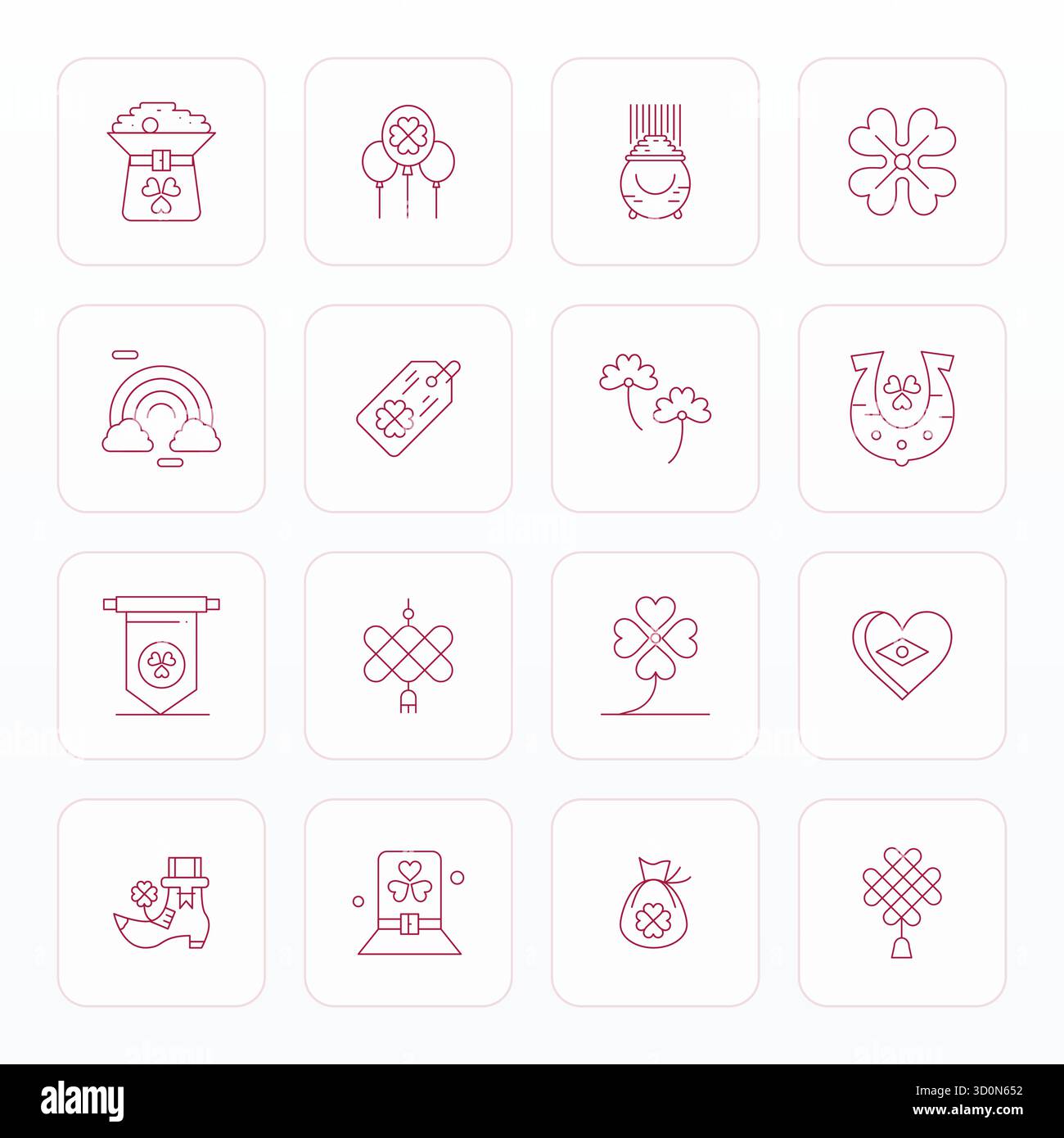 Judicieusement conçu 16 icônes vectorielles sur le thème de la bonne chance, fabriqué en ligne mince avec Retina Ready PIXEL précision parfaite pour le design contemporain Illustration de Vecteur