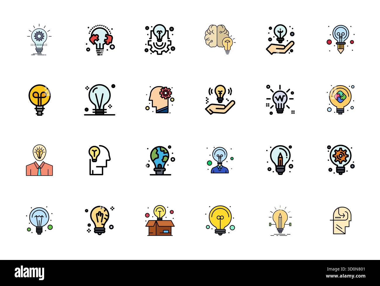 Pack Vector avec 24 icônes Flat Line Filled Display parfaites inspirées par Conceptual, livrées en résolution Retina Ready idéale pour l'évolutivité et la création Illustration de Vecteur