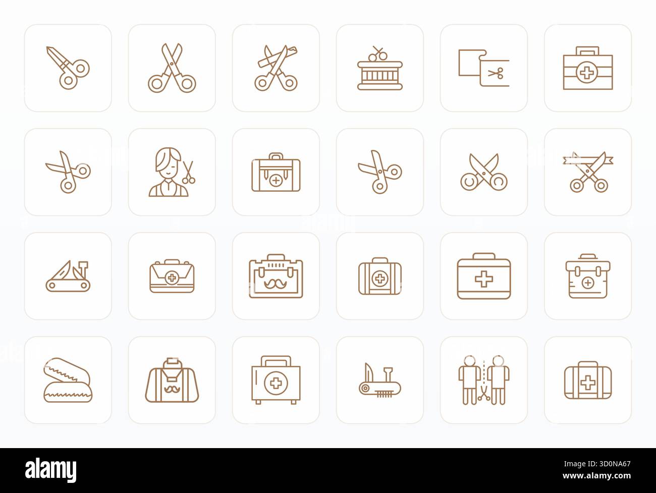 Collection haute performance de 24 icônes vectorielles Bold Line pour ciseaux, conçue avec une résolution alignée en pixels haute résolution pour un inter utilisateur optimal Illustration de Vecteur