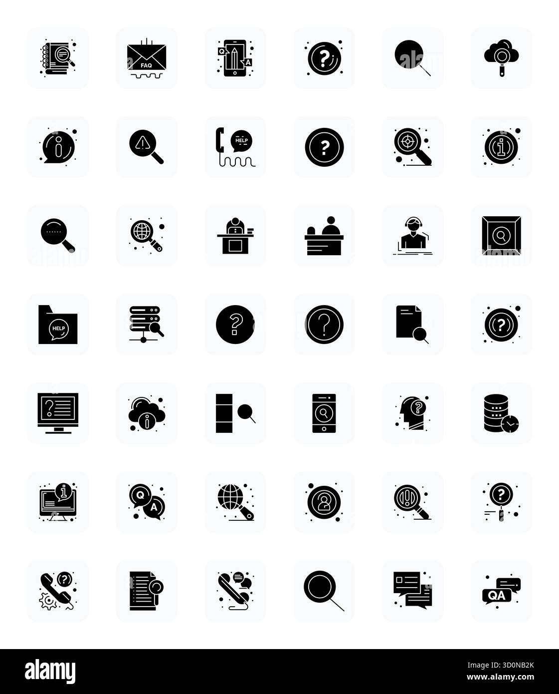 Ensemble complet avec 42 icônes vectorielles dans un design rempli pour Query, livré en qualité nette 64x64 Pixel aligné. Illustration de Vecteur