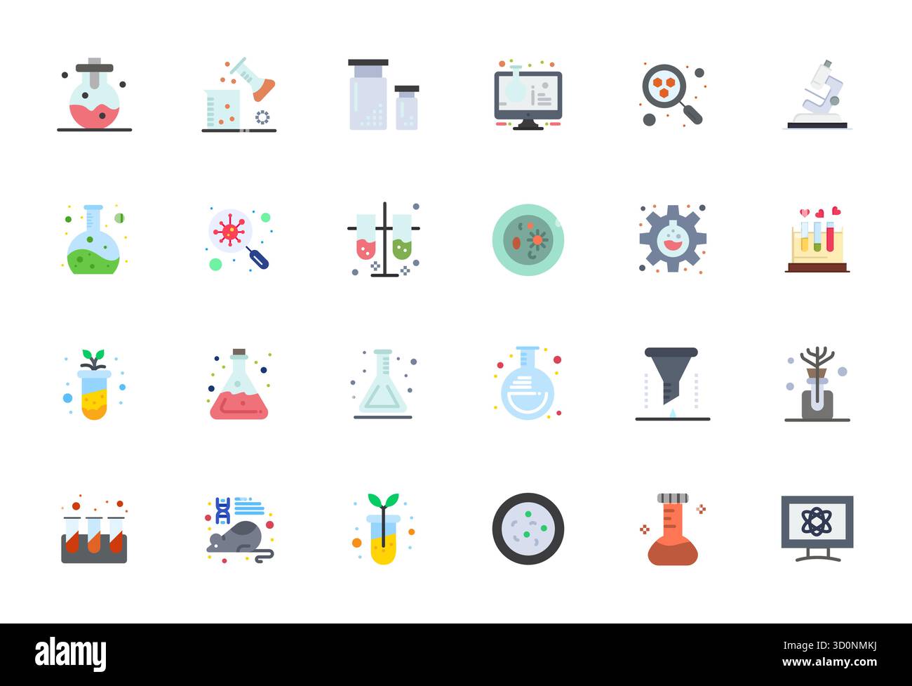 Améliorez vos projets avec 24 icônes vectorielles plates sur le thème du Lab, avec une résolution parfaite de 256x256 PIXELS idéale pour les conceptions propres et professionnelles Illustration de Vecteur