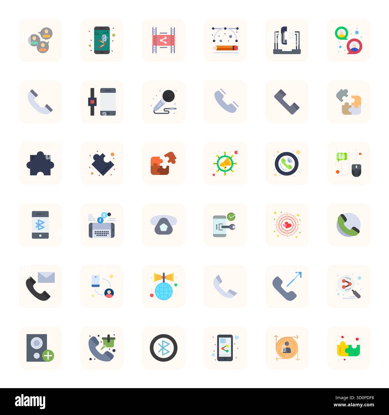 Ensemble complet avec 36 icônes vectorielles dans un design plat pour Connect, livré dans une qualité améliorée de détail 256x256. Illustration de Vecteur
