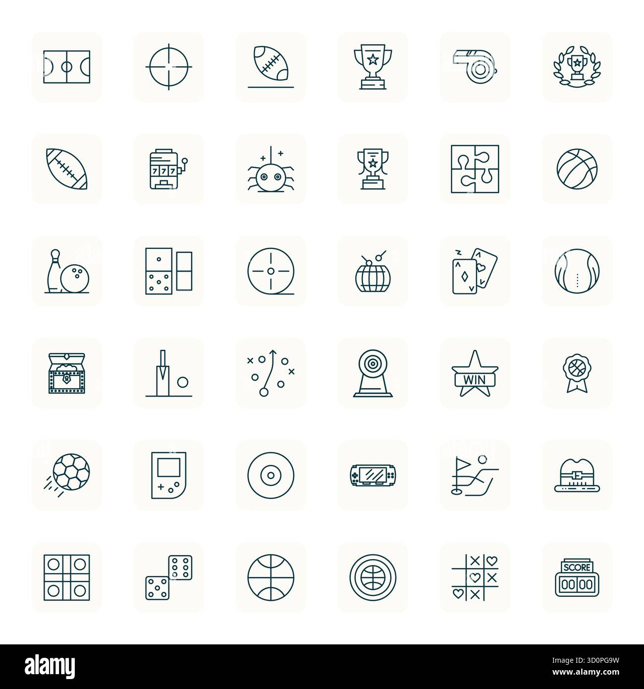 Icônes vectorielles 36 Regular Bold Outline conçues avec précision pour le jeu, conçues à Retina Ready Detail résolution améliorée pour une clarté exceptionnelle et SC Illustration de Vecteur