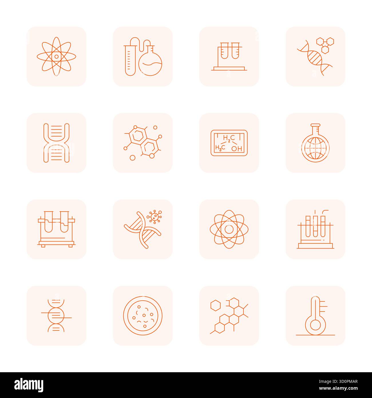 Cet ensemble de 16 icônes vectorielles Thin Outline capture des thèmes de laboratoire en 128x128 PIXELS DE qualité parfaite, parfait pour les applications technologiques et commerciales. Illustration de Vecteur