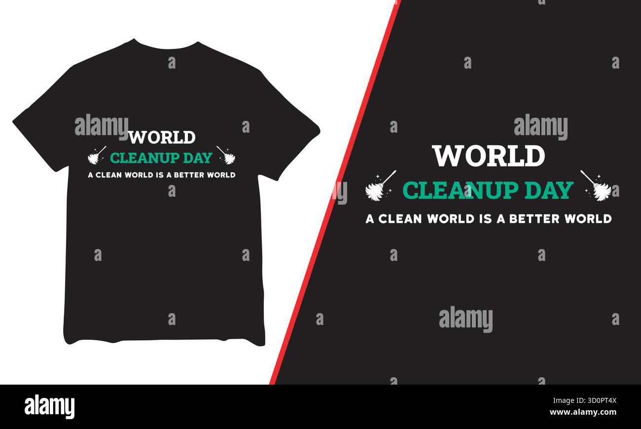 T-shirt World Cleanup Day, t-shirt, t-shirt World Cleanup Day 2025, t-shirt de mouvement World Cleanup Day, t-shirt Cleanup, Illustration de Vecteur