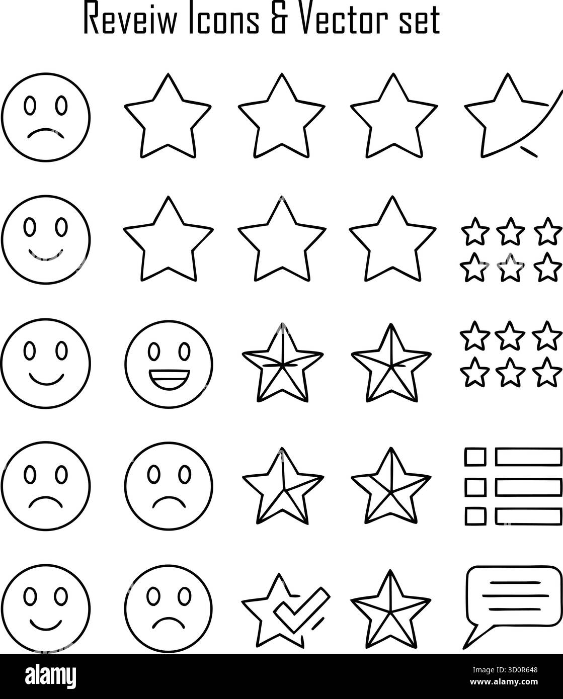 Jeu d'icônes d'avis client, commentaires, évaluation et symbole de témoignage, illustration vectorielle Illustration de Vecteur