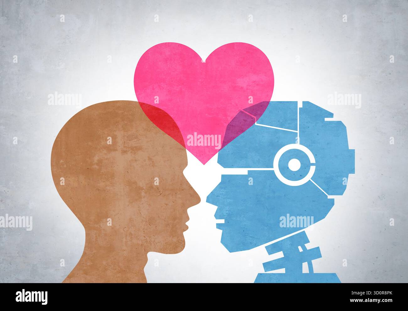 Amour avec ai et Chatbot concept de romance comme ai Chatbot et humain tomber amoureux d'un amant simulé ou date comme tomber amoureux d'un robot ou cyb Banque D'Images