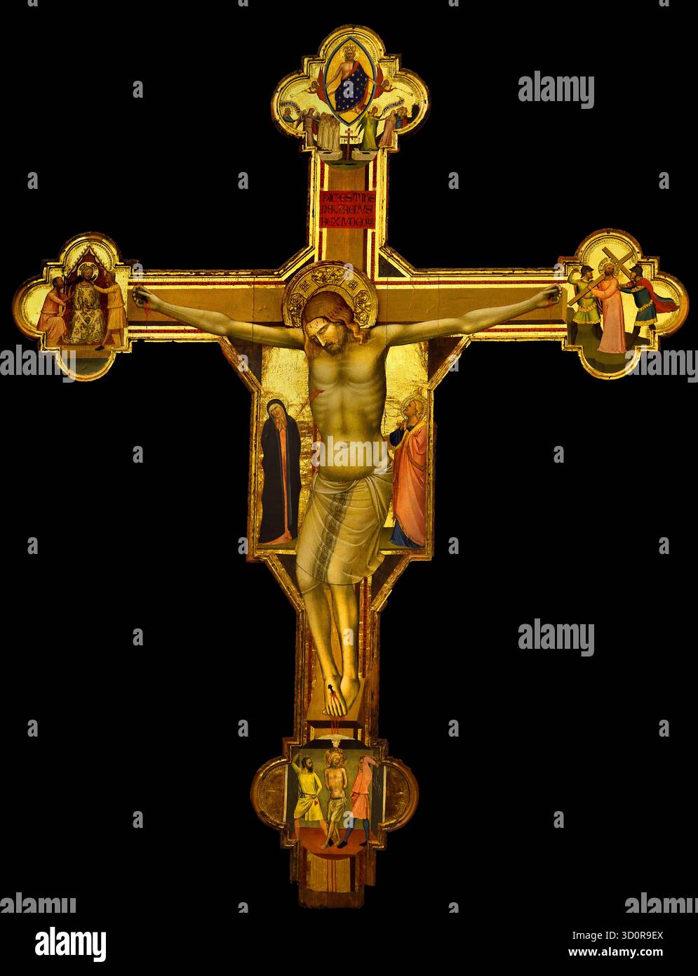 Croix peint avec Christ par Bernardo Daddi 1290-1350 Galerie de l'académie de Florence, Italie Banque D'Images