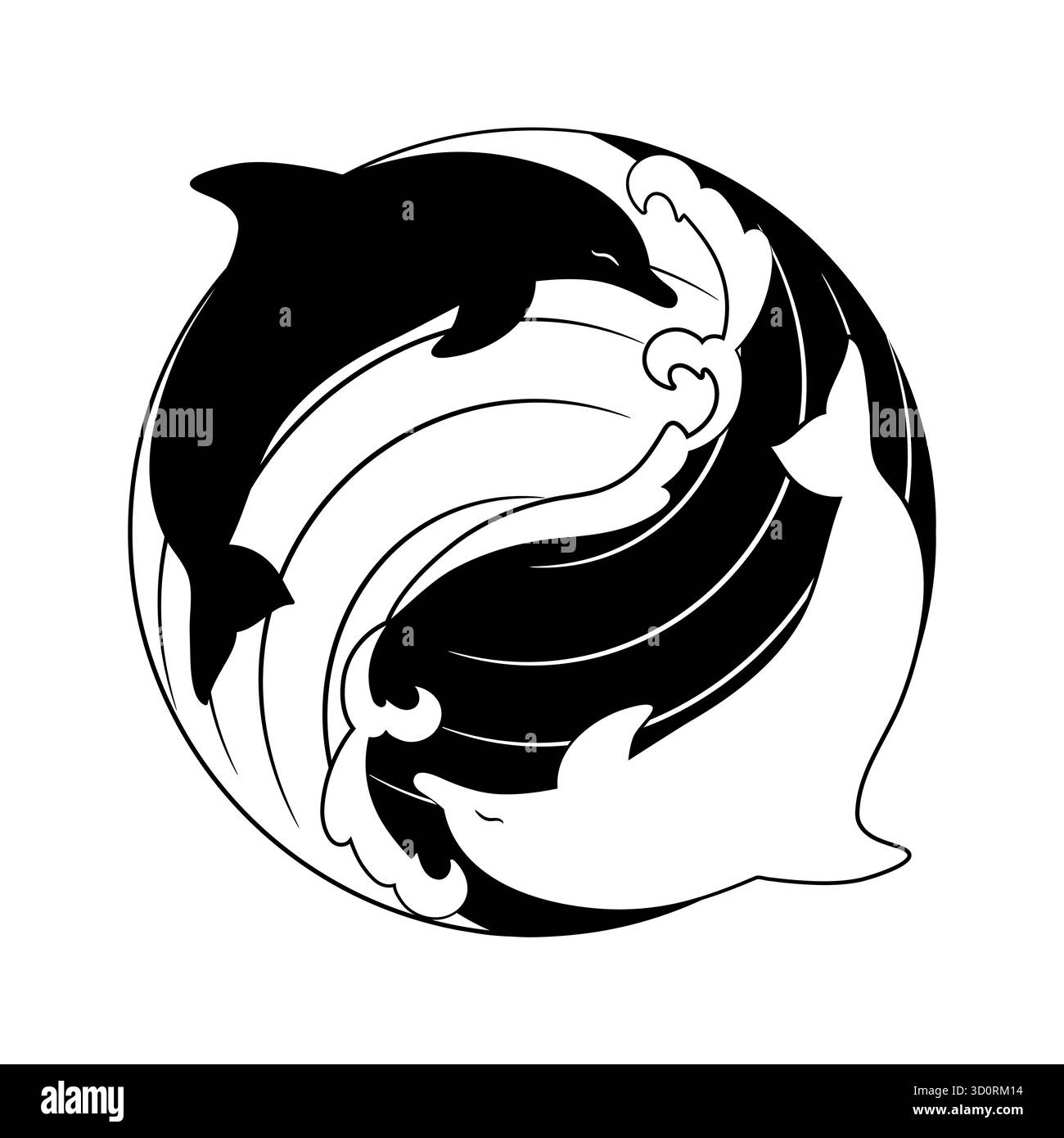 Deux dauphins en Yin Yang symbole chinois de l'harmonie et de l'équilibre. Illustration vectorielle Illustration de Vecteur
