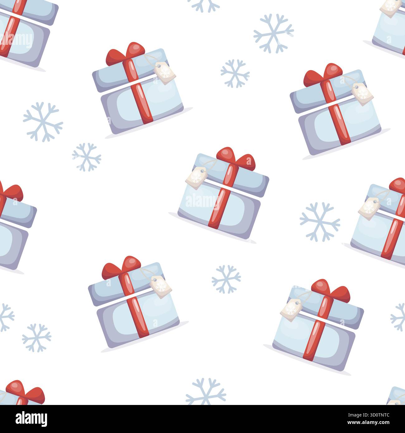 Motif de Noël sans couture avec boîtes cadeaux et flocons de neige Illustration de Vecteur
