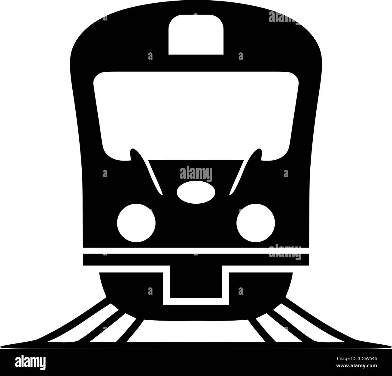 Simple icône de silhouette noire d'un train moderne, vue de face Illustration de Vecteur