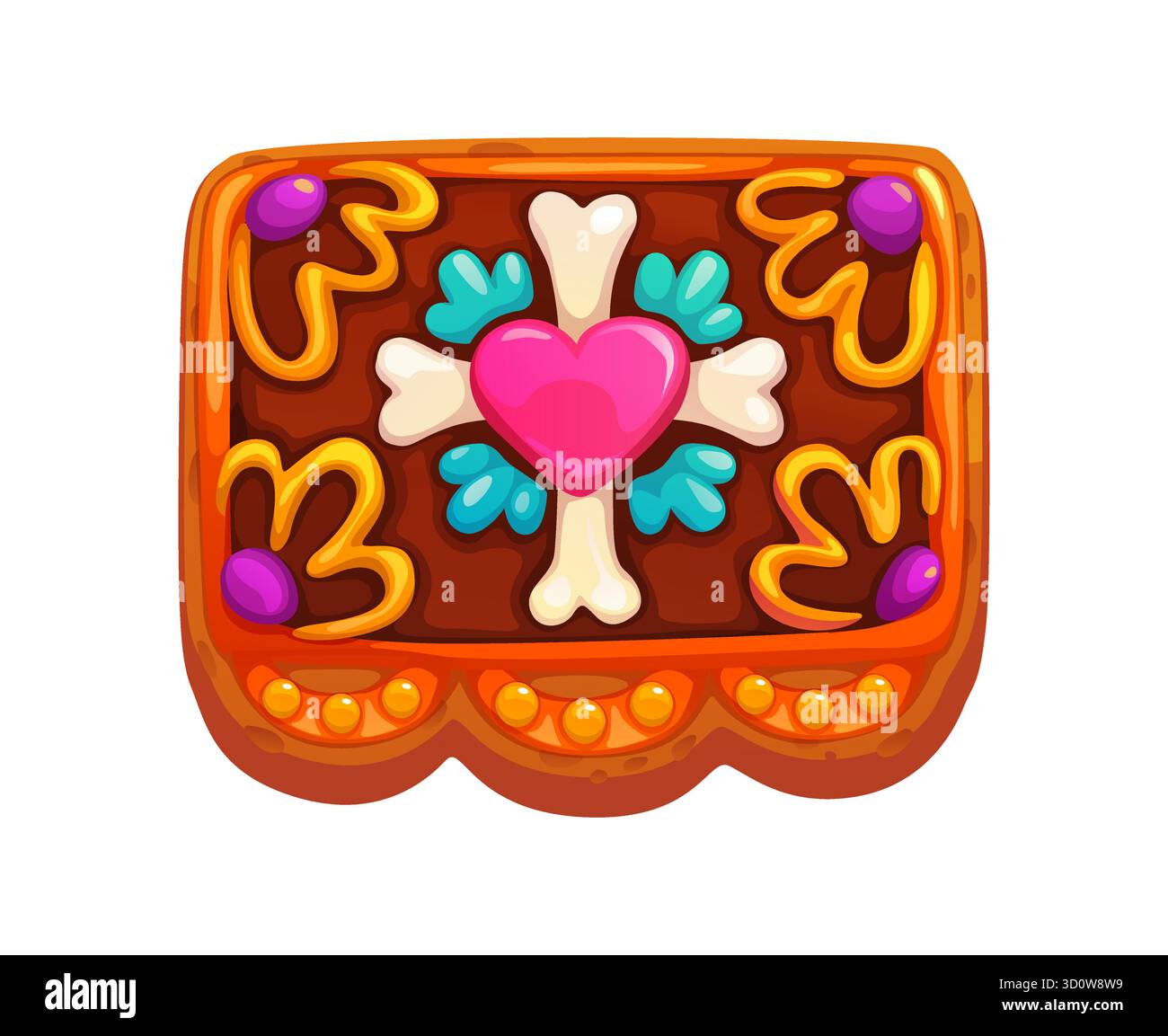 Cookie de vacances de dessin animé du jour des morts avec des os Illustration de Vecteur