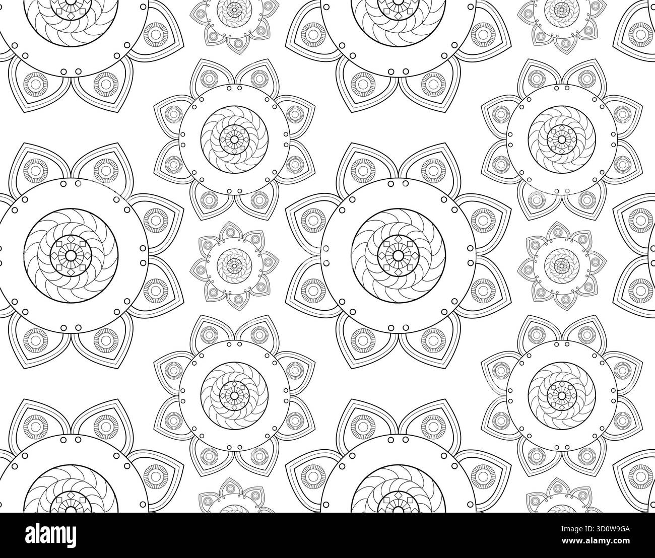 Fond de mandala dessiné à la main avec motifs ornementaux répétés Banque D'Images