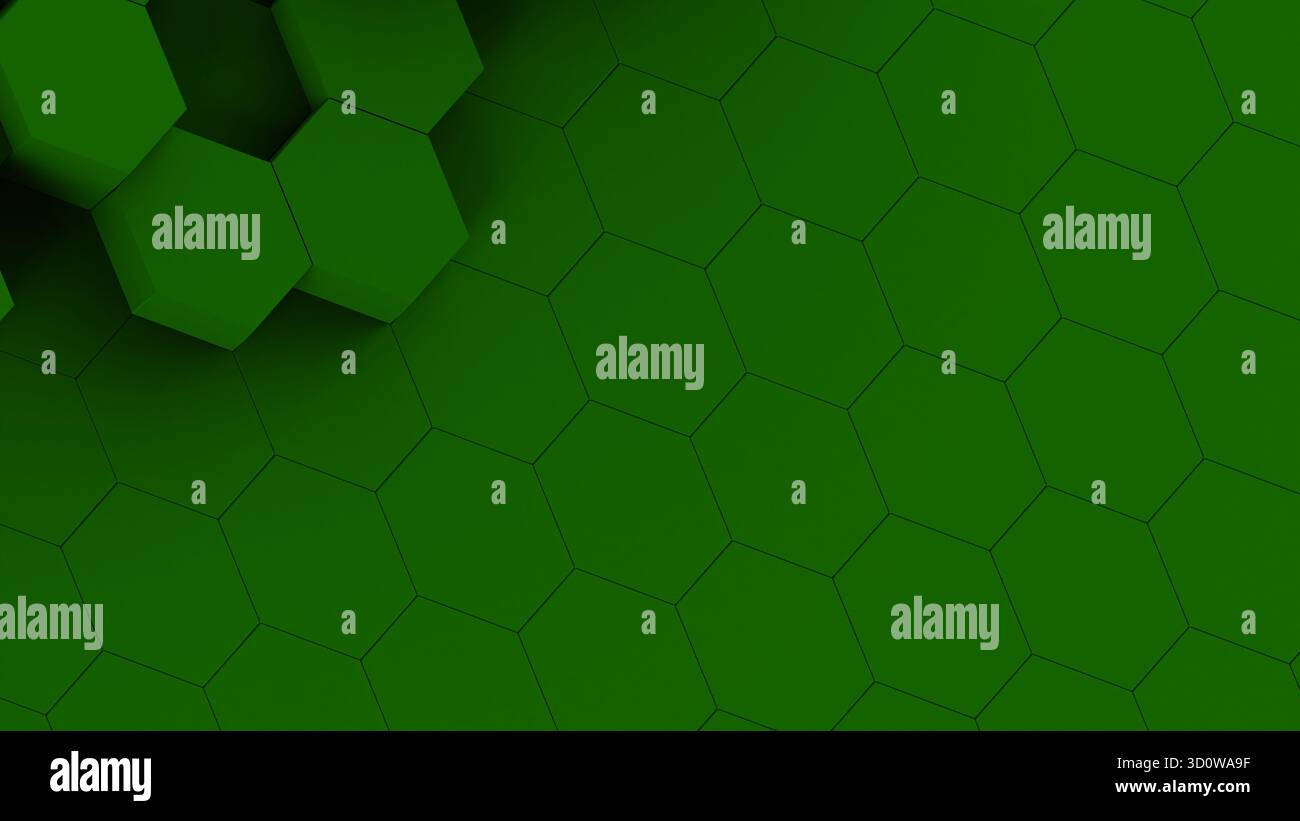 fond vert abstrait hexagonal en nid d'abeille 3d. Banque D'Images