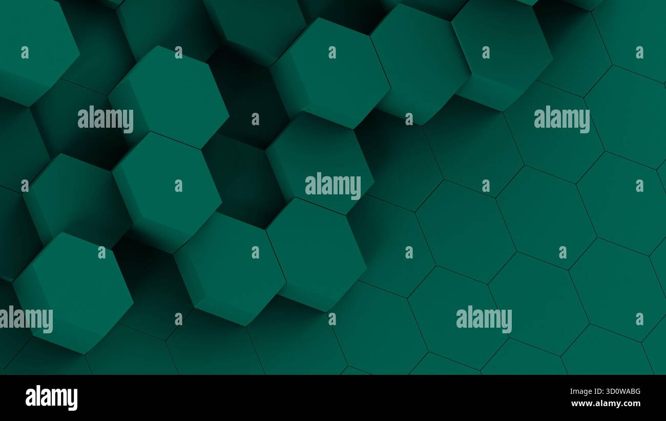 fond vert abstrait hexagonal en nid d'abeille 3d. Banque D'Images