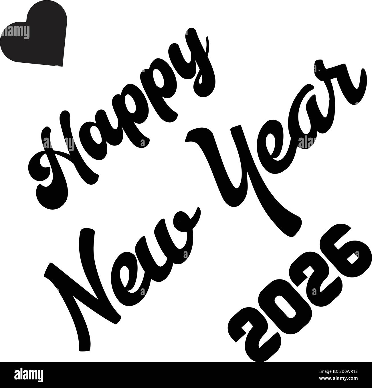 Bonjour 2026 bonne année lettrage vectoriel illustration modèles de conception de texte Illustration de Vecteur