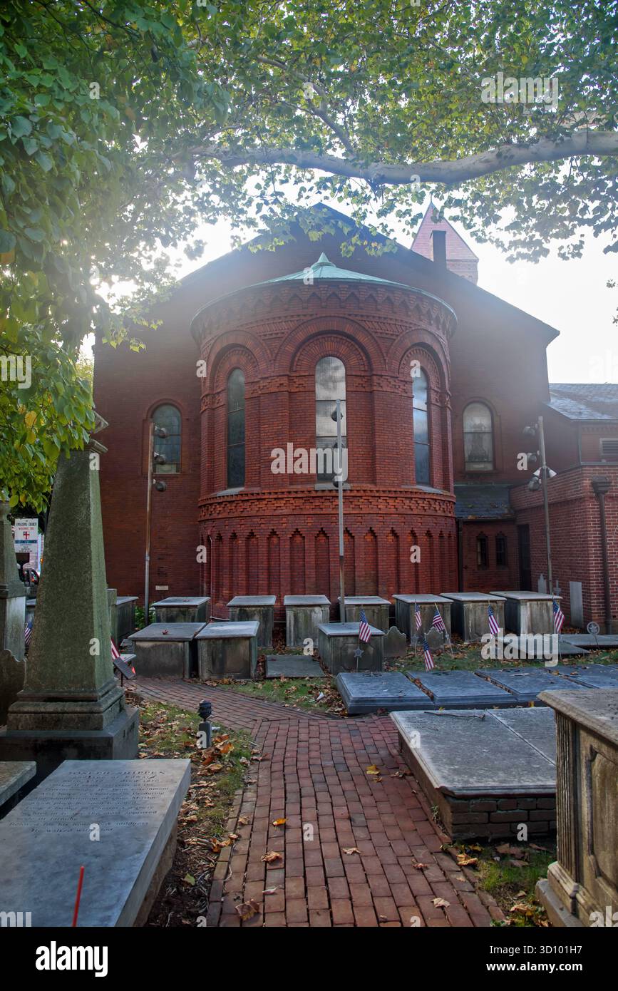 Vieux cimetière, financé en 1744 ans, église épiscopale Saint James, ville de Lancaster, Pennsylvanie, États-Unis Banque D'Images
