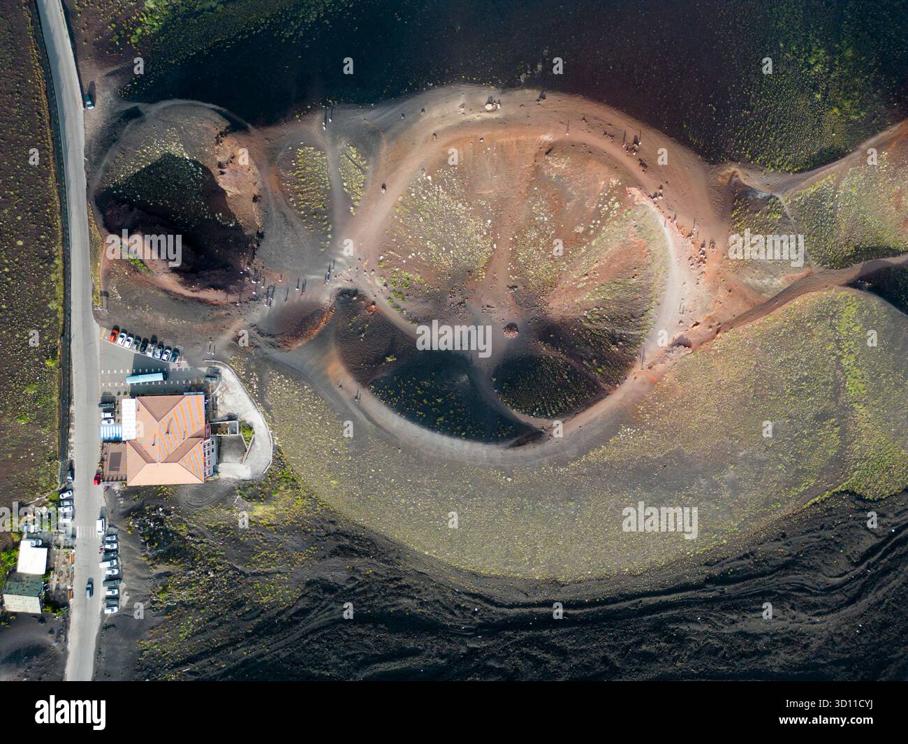 Vue aérienne des cratères Silvestri au mont Etna, Sicile Banque D'Images