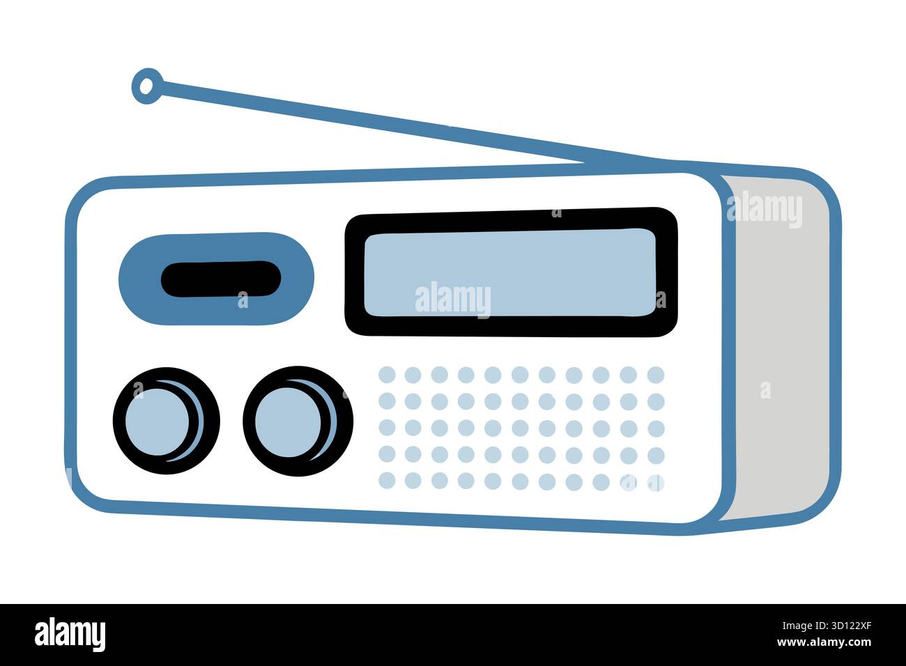 Icône stylisée de radio portative avec antenne, boutons et écran – illustration vectorielle plate Illustration de Vecteur