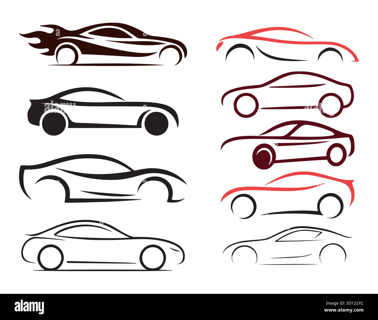 Collection silhouette de voiture de sport élégante Illustration de Vecteur