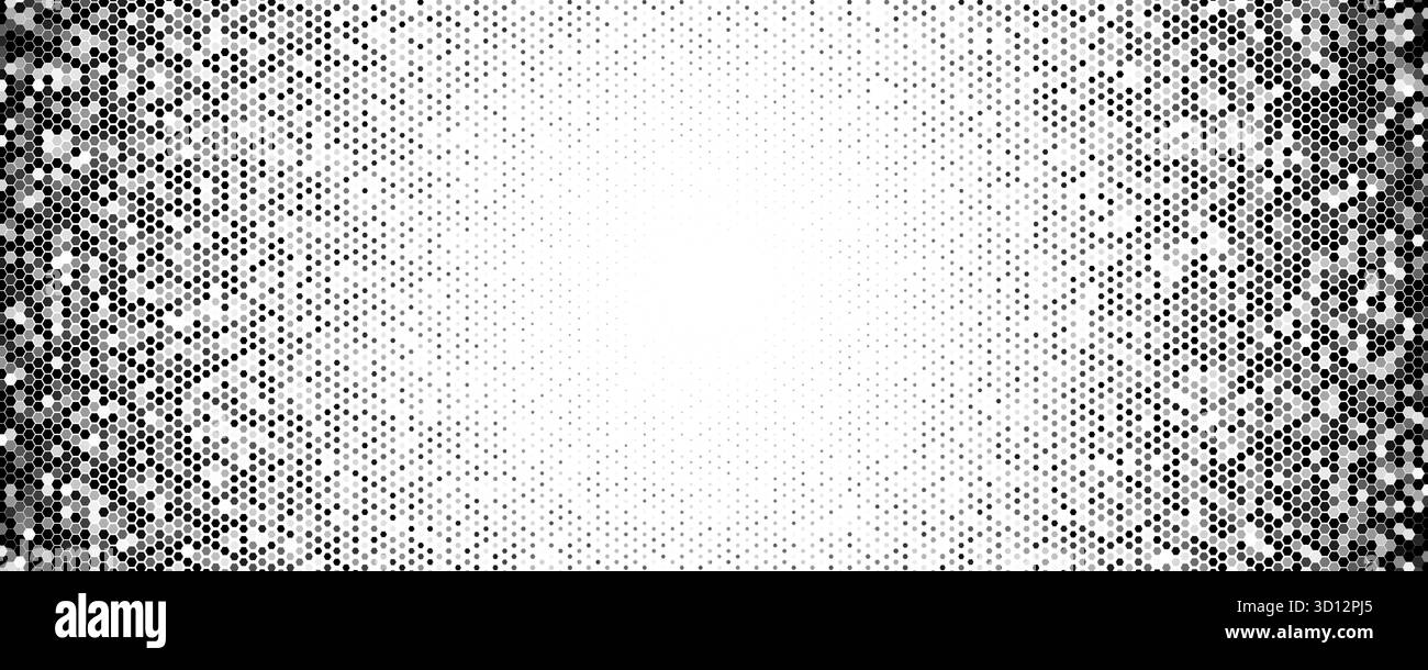 Texture de motif de fond de Medtech Biotech, cadre demi-ton de point hexagonal avec espace de copie central lumineux, fond d'écran BG scientifique propre pour les laboratoires Illustration de Vecteur