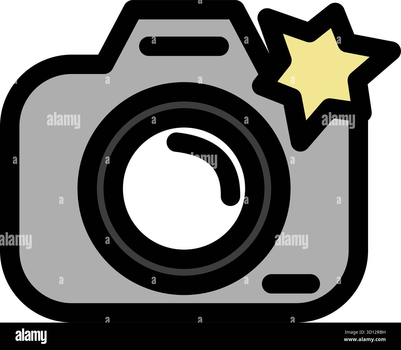 Illustration vectorielle d'un appareil photo avec flash activé, idéale pour les sites Web de photographie, les applications ou les supports marketing. Cette icône simple et propre représentant Illustration de Vecteur