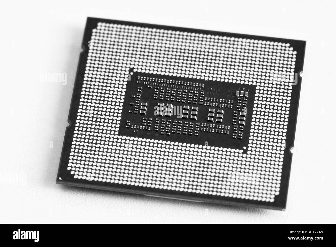 Détail de la puce informatique - processeur principal de l'image monochrome du système d'architecture PC Banque D'Images