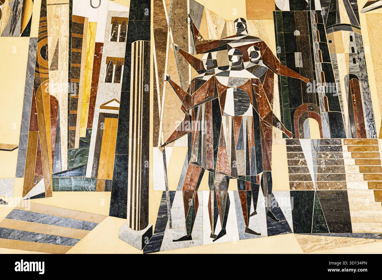 Mosaïque de marbre sur un mur, Opéra d'État de Vienne, Vienne Autriche Banque D'Images