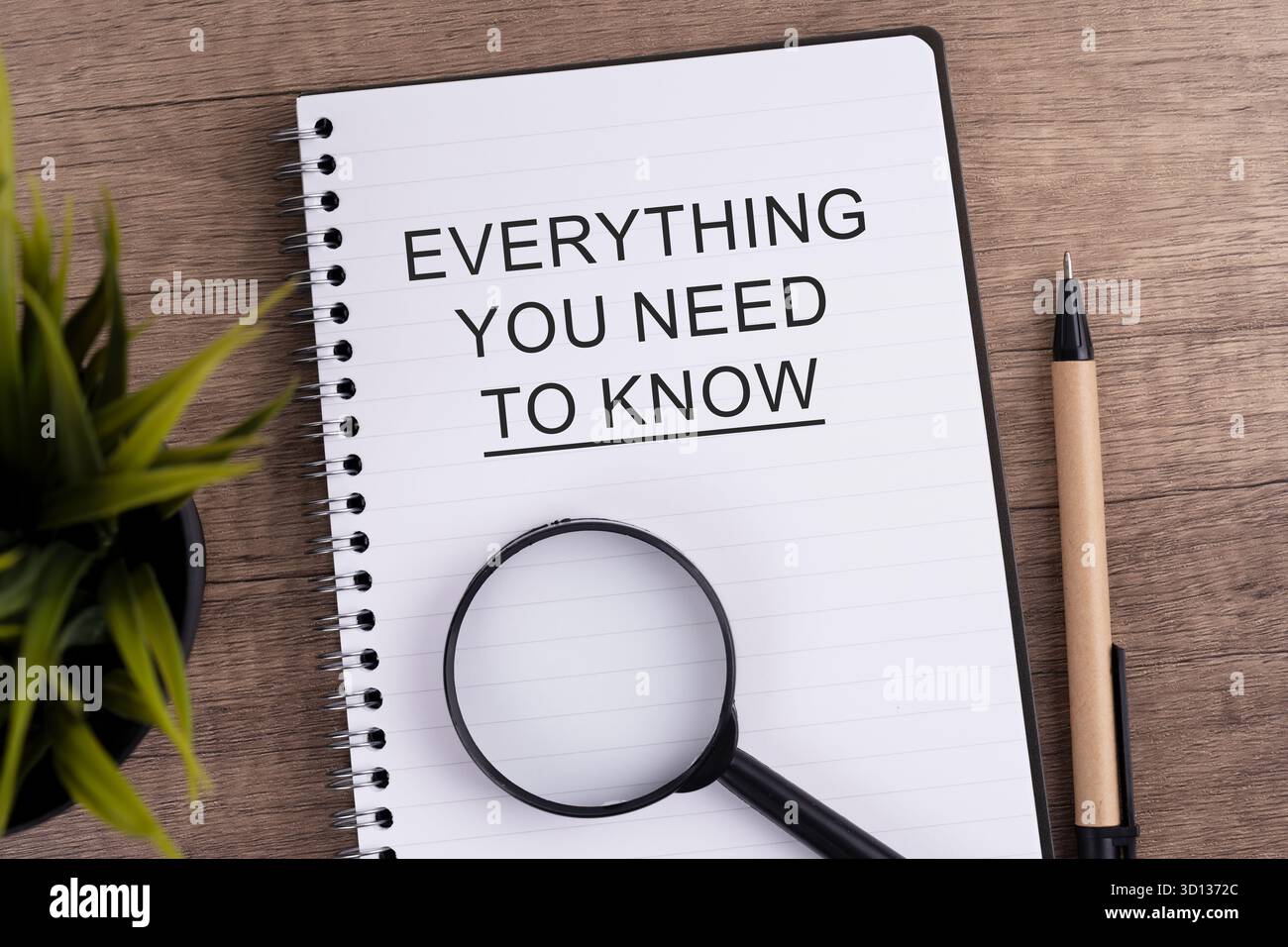 Bloc-notes avec texte tout ce que vous devez savoir concept d'entreprise Banque D'Images