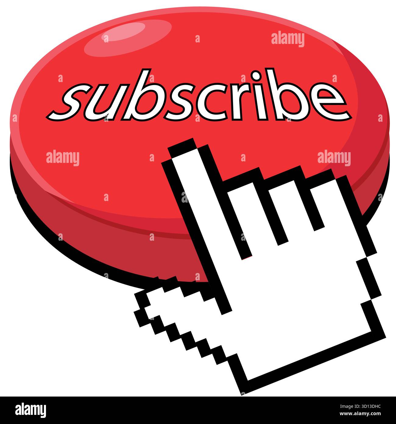 Bouton d'abonnement rouge avec un doigt pointant, médias sociaux ou élément de conception de site Web Illustration de Vecteur