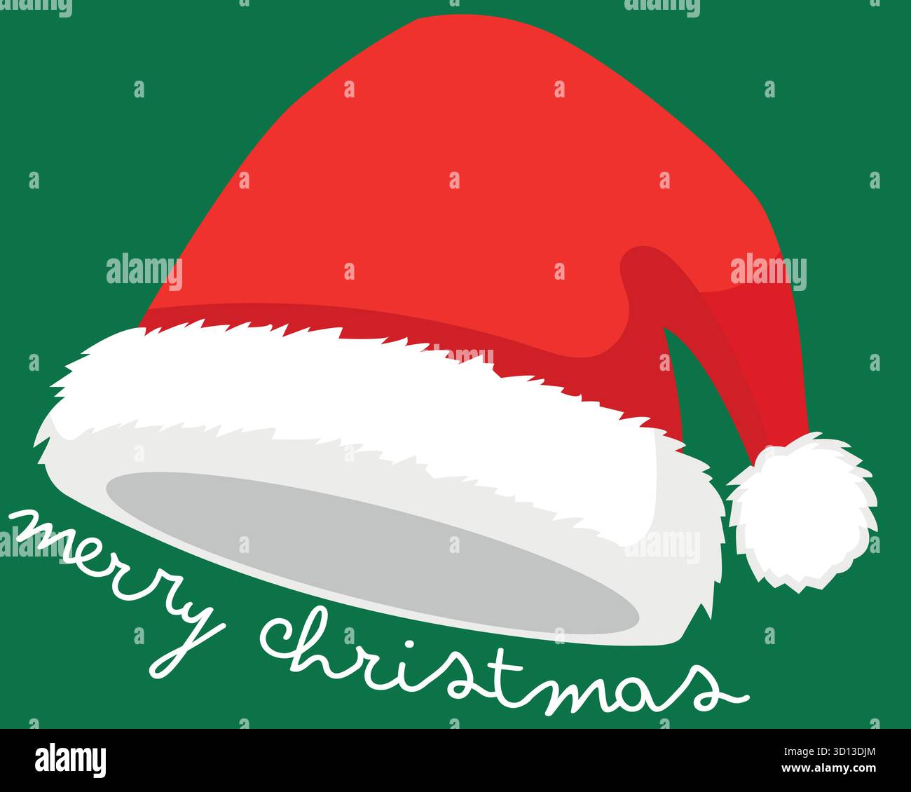 Chapeau de Père Noël rouge avec texte joyeux Noël, carte de voeux festive ou élément de conception de bannière Illustration de Vecteur