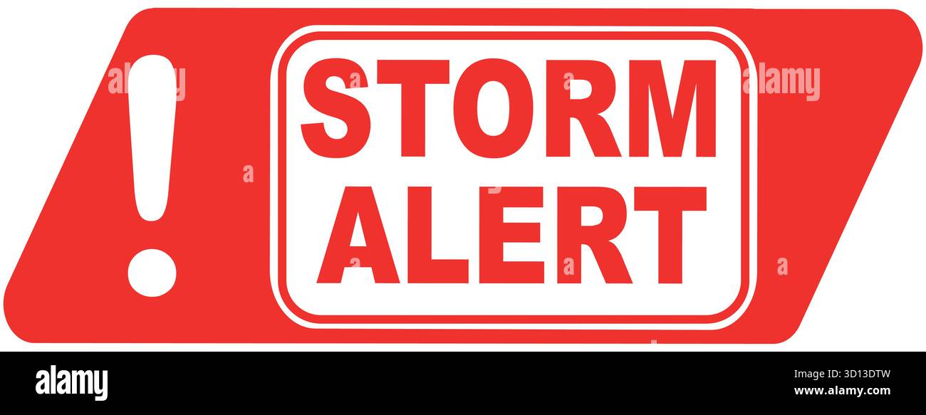 Graphique rouge avec texte d'alerte de tempête, élément de conception pour avertir les gens d'une tempête ou d'un événement météorologique à venir Illustration de Vecteur