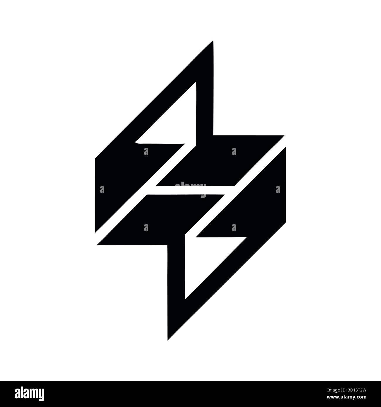Logo Abstract Black Lightning Bolt – symbole d'énergie géométrique pour la technologie, la puissance et la vitesse Illustration de Vecteur