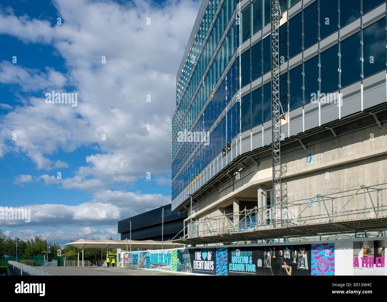 La section des blocs de bureaux du projet d'expansion du stand Etihad North, campus Etihad, Manchester, Angleterre, Royaume-Uni. Banque D'Images