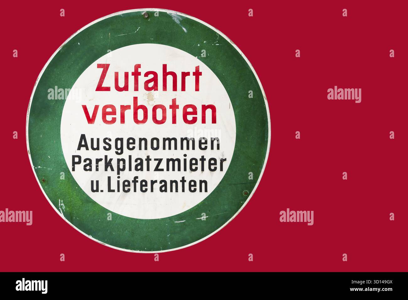 Zufahrt verboten Schild mit Ausnahmegenemigung Banque D'Images