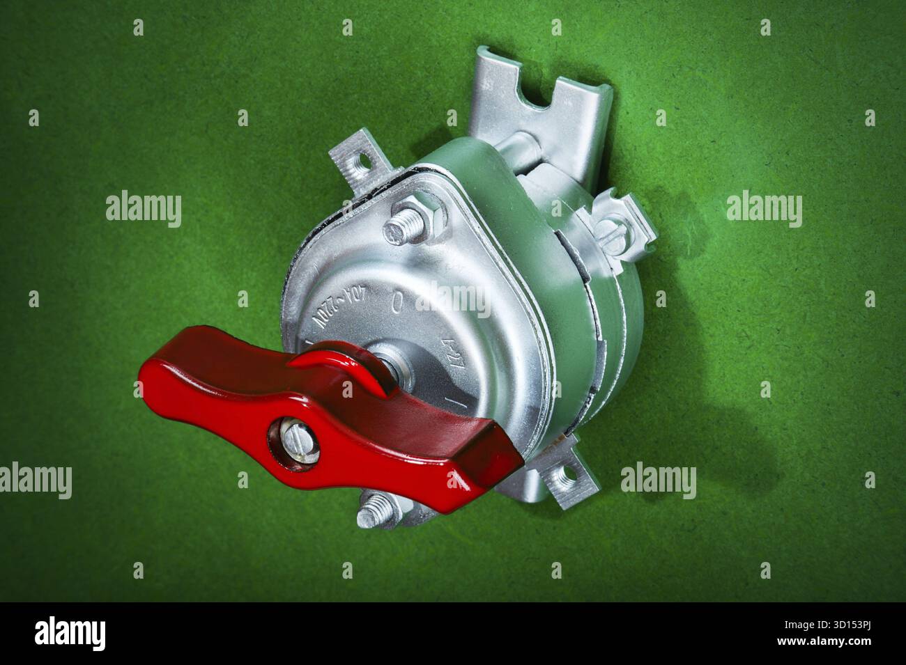 Outil sur interrupteur à bascule rétro vert - chromé Banque D'Images