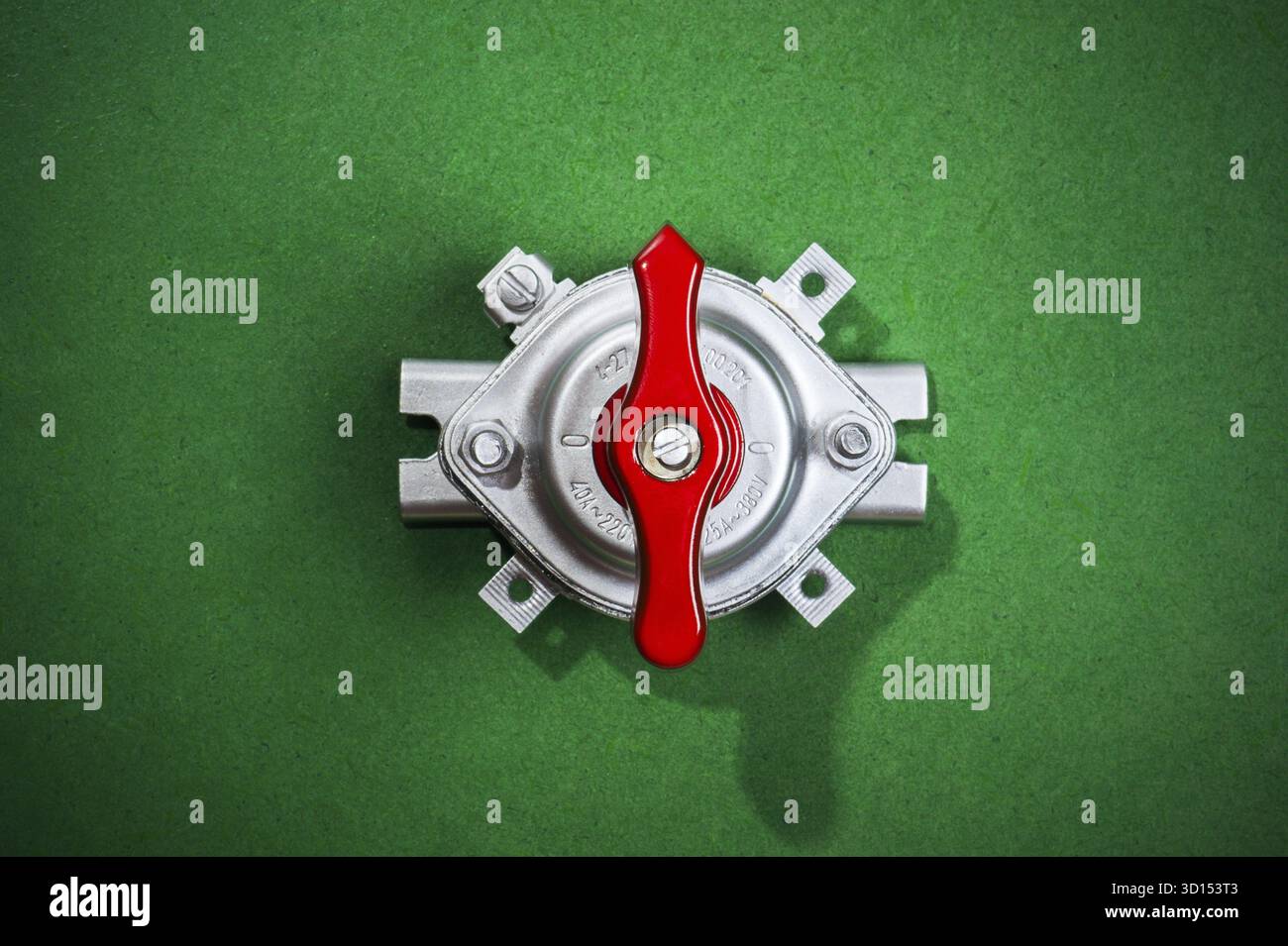 Outil sur interrupteur à bascule rétro vert - chromé Banque D'Images