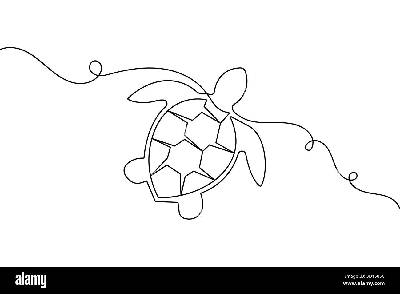 Contour minimaliste de tortue en continu d'une ligne dessinant l'illustration vectorielle isolée Illustration de Vecteur