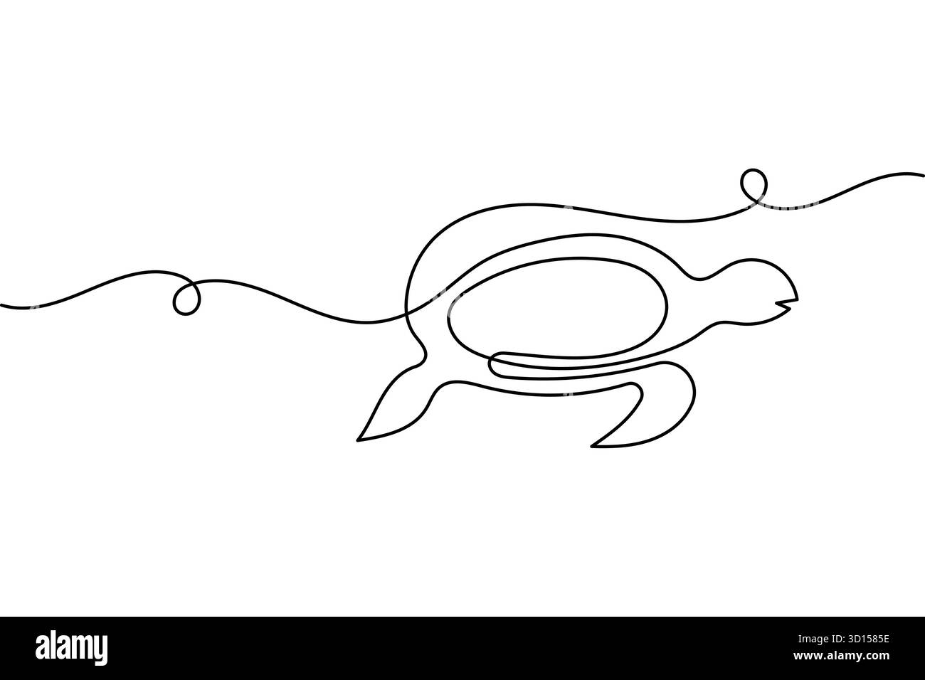 Contour minimaliste de tortue en continu d'une ligne dessinant l'illustration vectorielle isolée Illustration de Vecteur