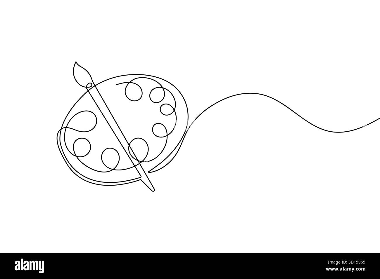 Dessin minimaliste d'une ligne de palette de peinture et pinceau d'art isolé illustration vectorielle simple Illustration de Vecteur