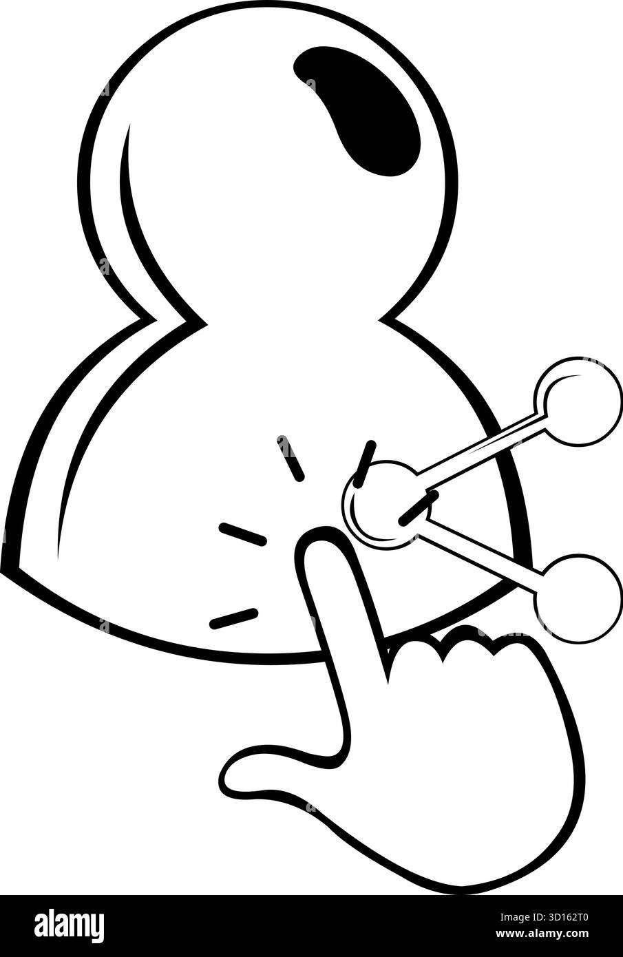 illustration vectorielle dessin noir et blanc main pousser l'écran tactile partager l'icône de concept de bouton de contact utilisateur Illustration de Vecteur