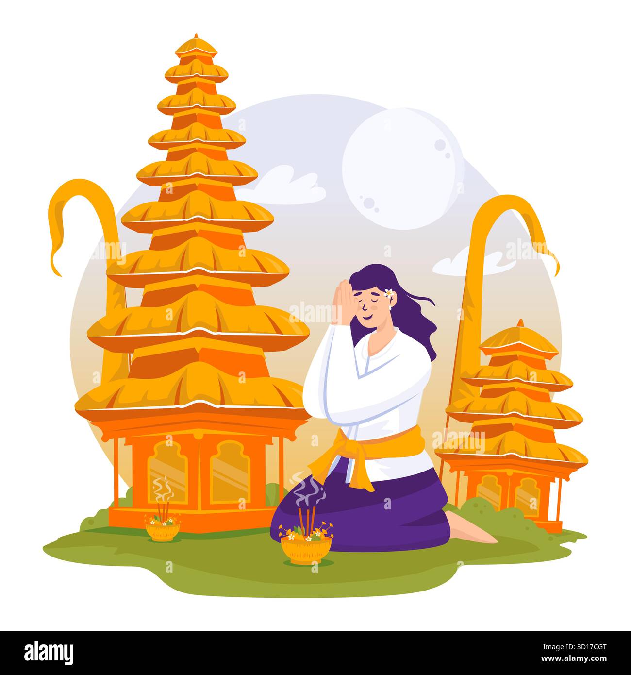 Femme hindoue balinaise priant illustration vectorielle Illustration de Vecteur Femme hindoue balinaise priant illustration vectorielle Illustration de Vecteur