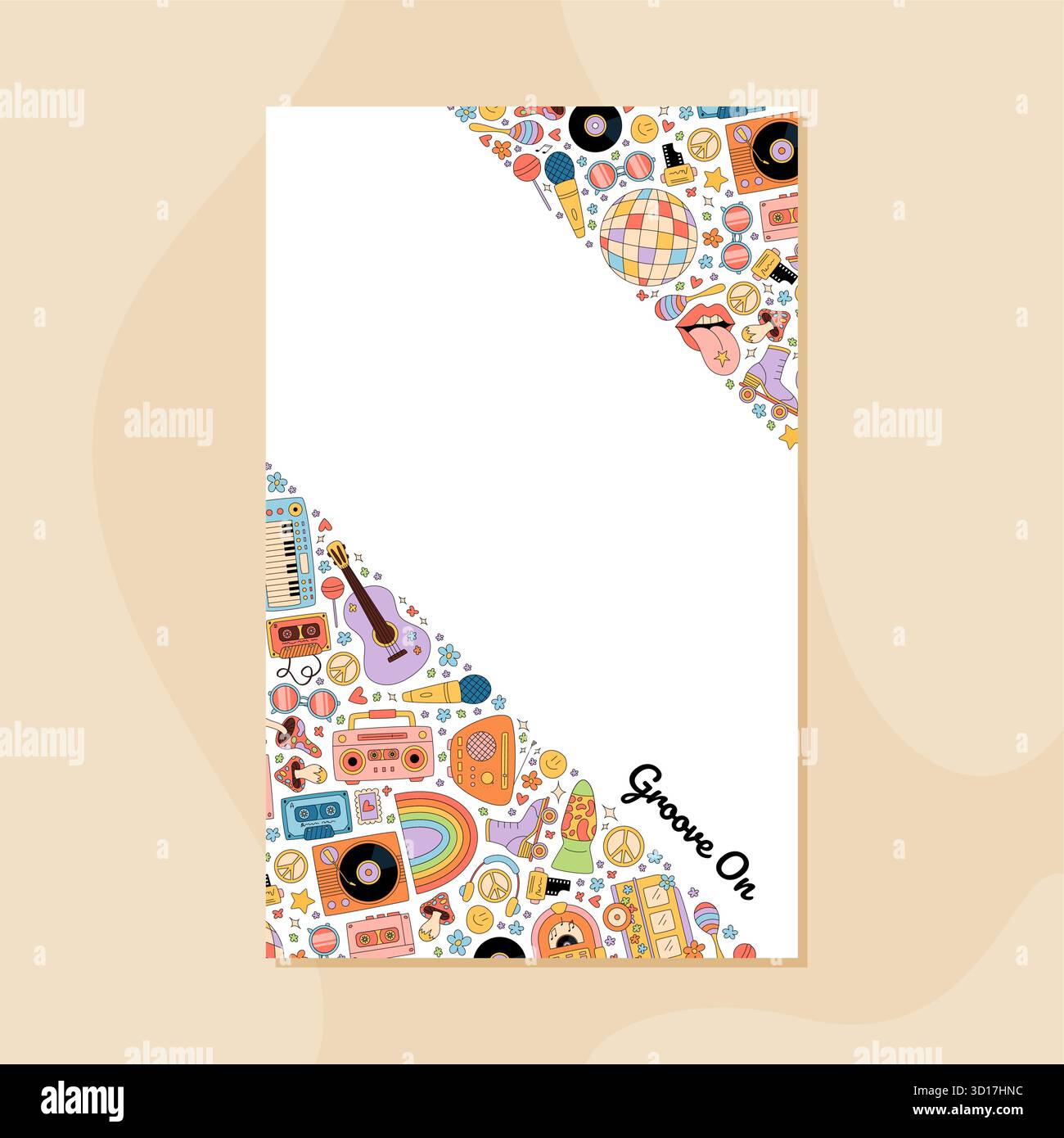 Groovy Retro Music Banner Sticker Poster Illustration de Vecteur