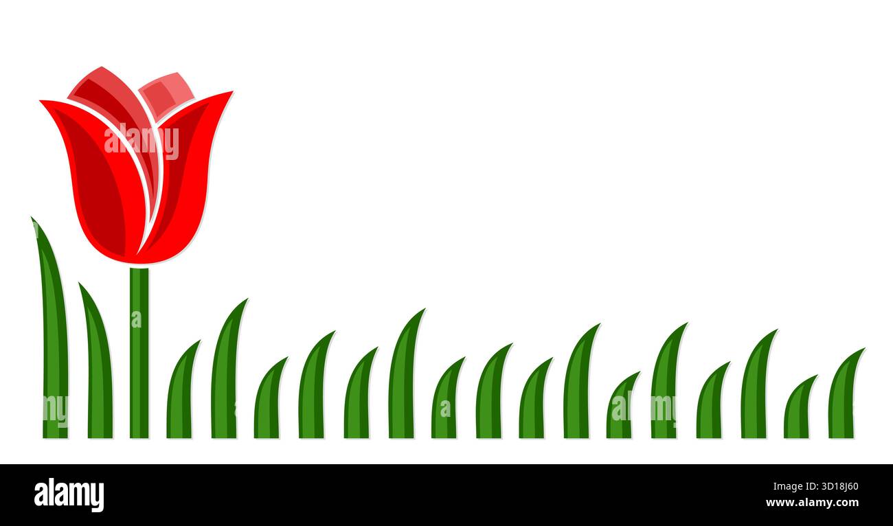 Le symbole de la tulipe rouge stylisée. Illustration de Vecteur